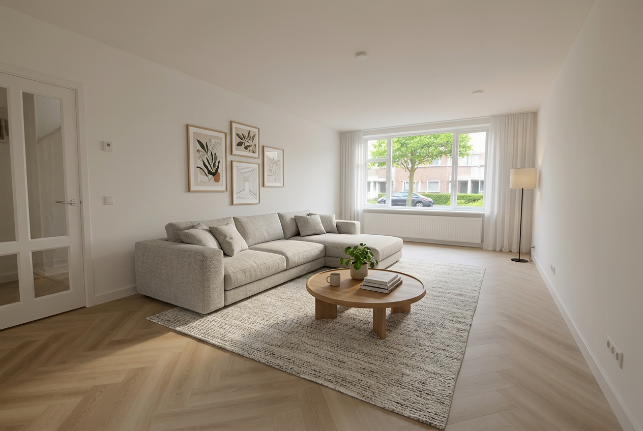 Woonkamer virtual staging, na bewerking